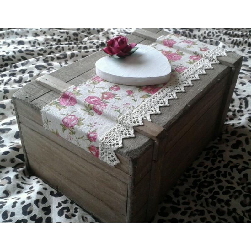 Wooden Wedding Keepsake Box, includes wedding bag