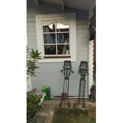 2 x Iron garden patio candles holders flowers pots ornament