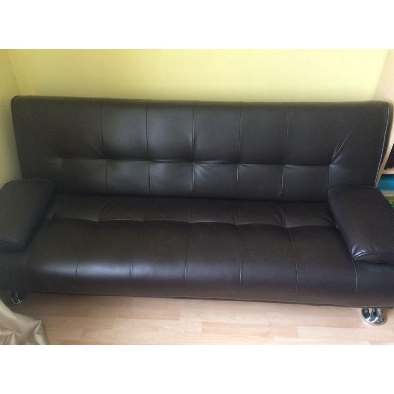 Faux leather sofa bed