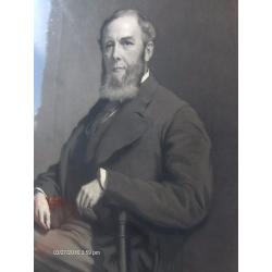 large Antique black and white picture with frame