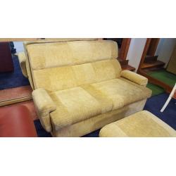 Two seater fabric sofa plus storage foot stool