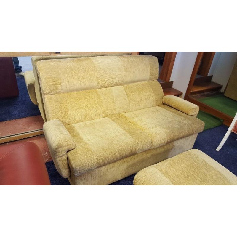 Two seater fabric sofa plus storage foot stool