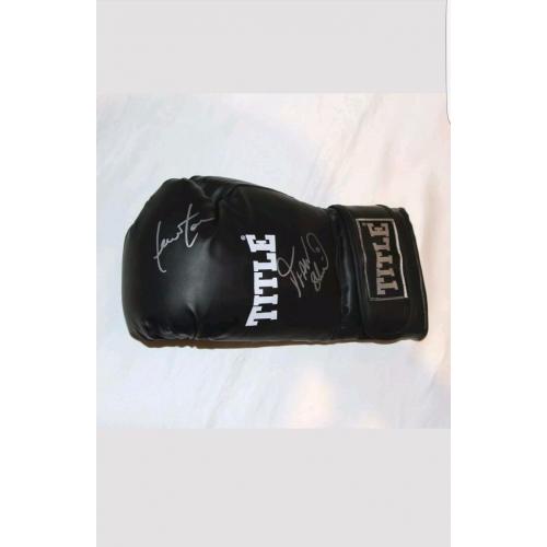 Hand signed boxing glove frank bruno/ lennox lewis