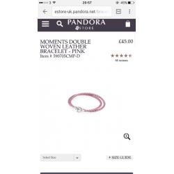 Pandora pink leather double bracket + box
