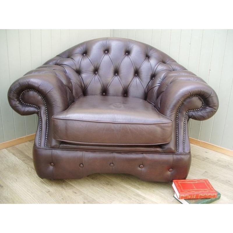 Brown leather Chesterfield Club Chair.