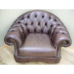 Brown leather Chesterfield Club Chair.