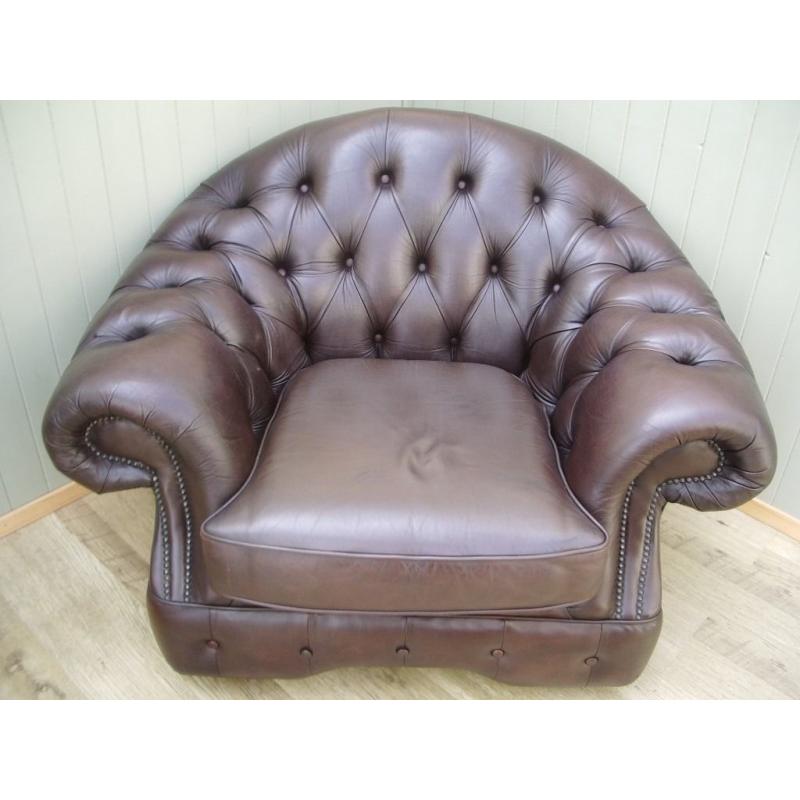 Brown leather Chesterfield Club Chair.