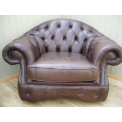 Brown leather Chesterfield Club Chair.