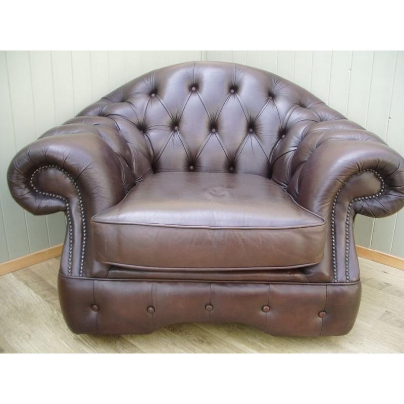 Brown leather Chesterfield Club Chair.