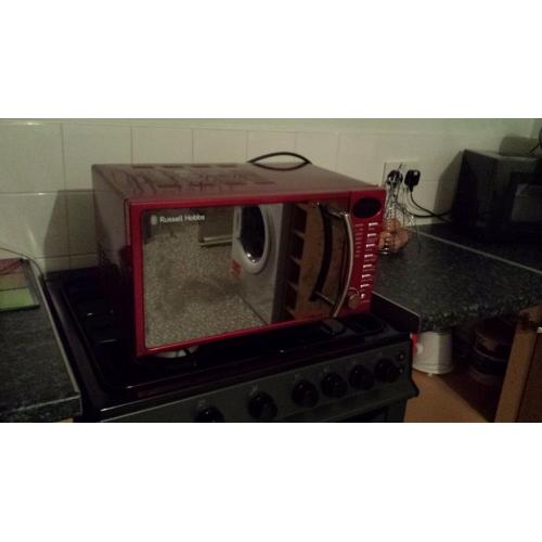 Red russell hobbs microwave