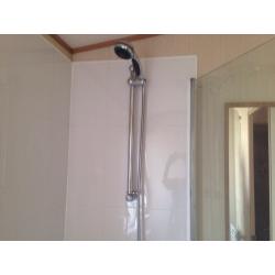Bath, sink and shower screen in white