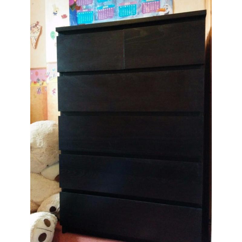 Ikea Malm black/brown chest of drawers