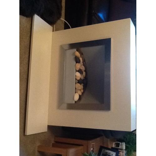Cream modern electric fire fan assisted two speed