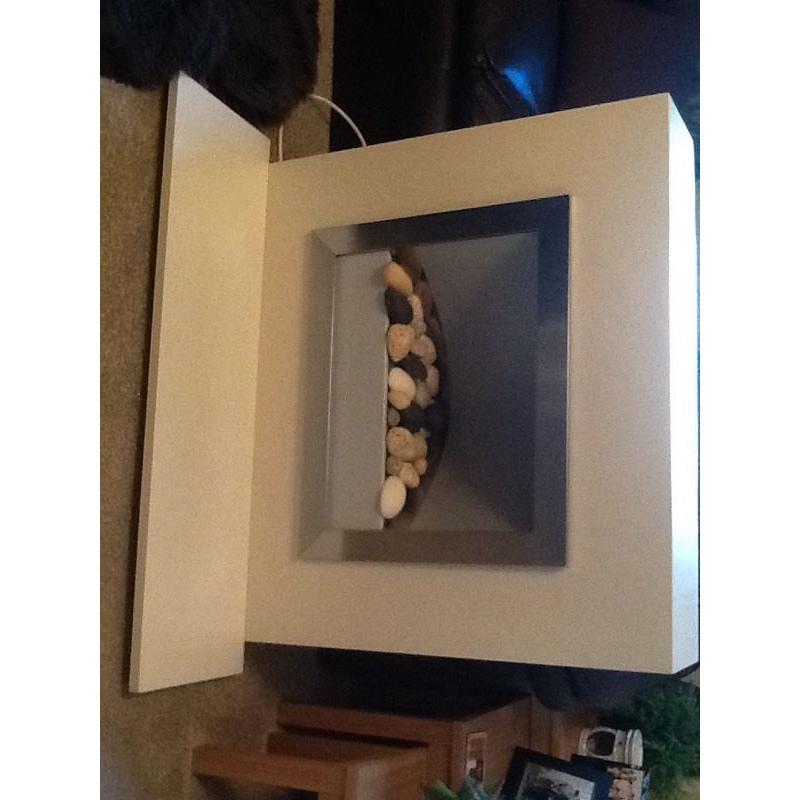 Cream modern electric fire fan assisted two speed