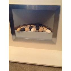 Cream modern electric fire fan assisted two speed