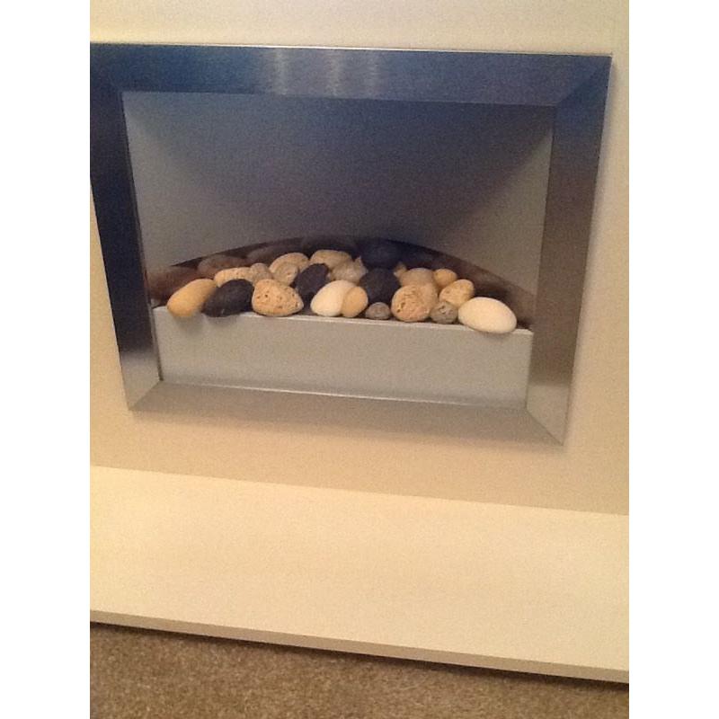 Cream modern electric fire fan assisted two speed