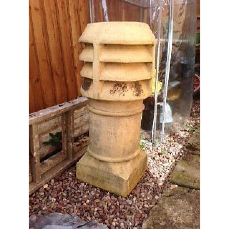 Ornamental chimney pots, light in colour three different designs and sizes .can be sold separately