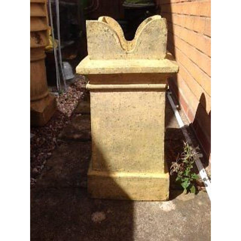 Ornamental chimney pots, light in colour three different designs and sizes .can be sold separately