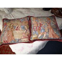2 LARGE TAPESTRY CUSHIONS 19" BY 19"