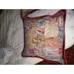 2 LARGE TAPESTRY CUSHIONS 19" BY 19"
