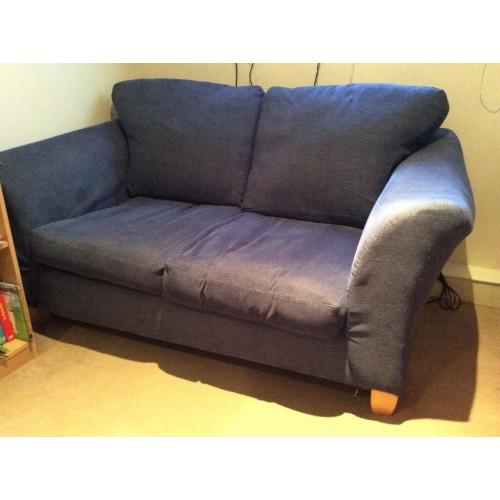Blue two seater sofa