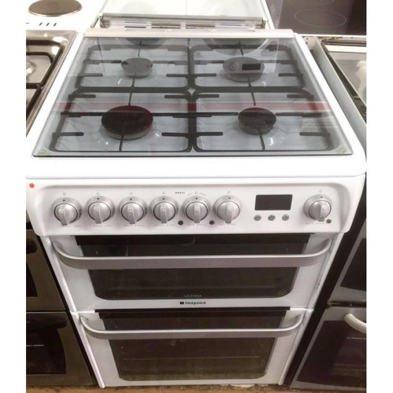 //(%)\ HOTPOINT DUAL FUEL COOKER INCLUDES 1 YEAR GUARANTEE