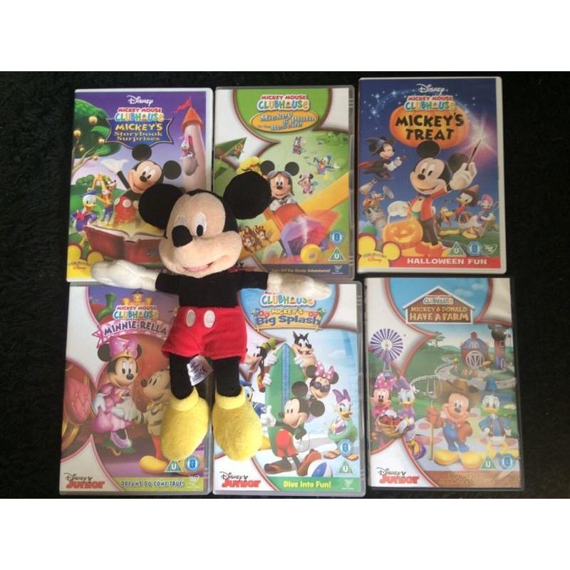 As new 6x Mickey Mouse DVDs & Disney store teddy