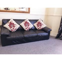 Lovely black leather 3+2 sofas