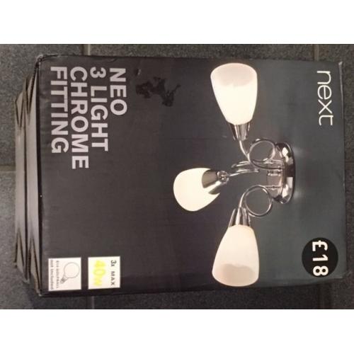 Brand New Next Neo 3 Light Chrome Fitting Lights
