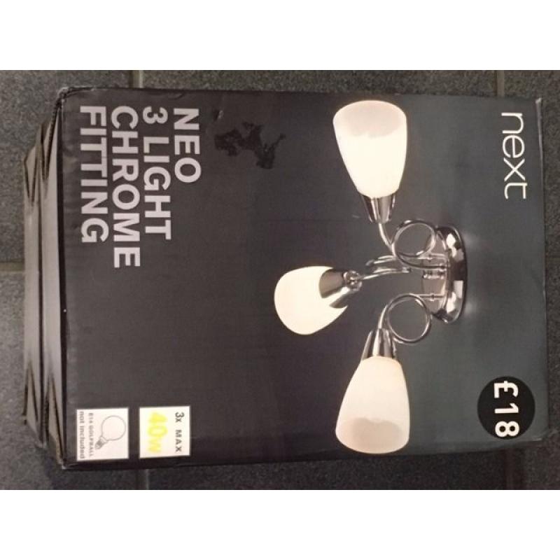 Brand New Next Neo 3 Light Chrome Fitting Lights