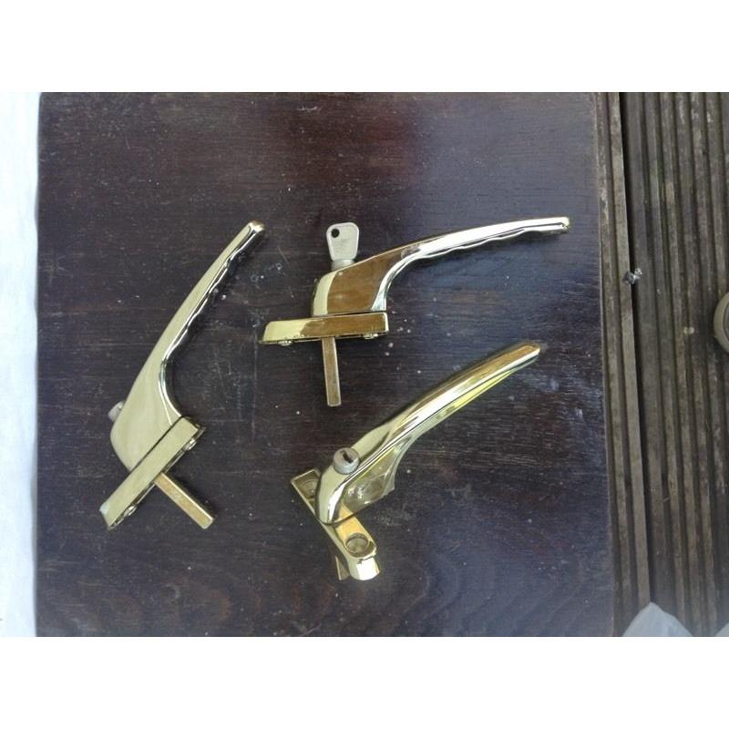 3 Brass Double Glazed Handles