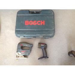 Bosch cordless drill, jigsaw and torch