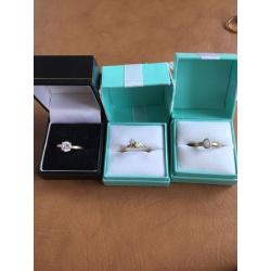 9 ct. Gold and diamond 9ct gold and opal rings and silver rings