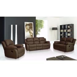 RECLINER LEATHER SUITE - SALE NOW ON ** BRAND NEW ** DELIVERED - BLACK - BROWN