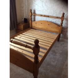 Pine double bed frame