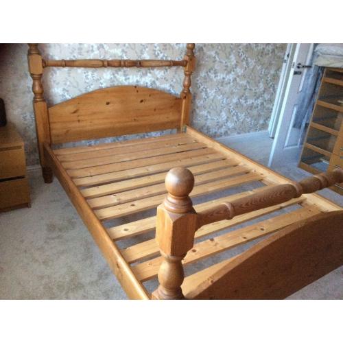 Pine double bed frame
