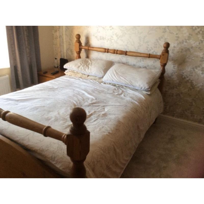 Pine double bed frame