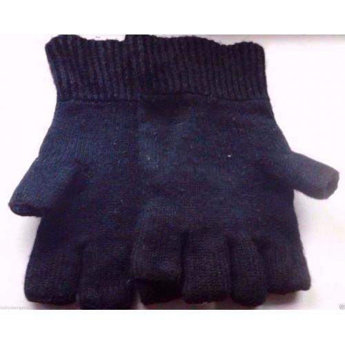 Black Knit Thermal Unisex Ladies Men's Thinsulate Insulate Fingerless Gloves.Size L/XL