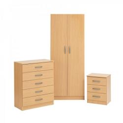 Ready built 2 door wardrob bedside and chest of drawer- Brand New