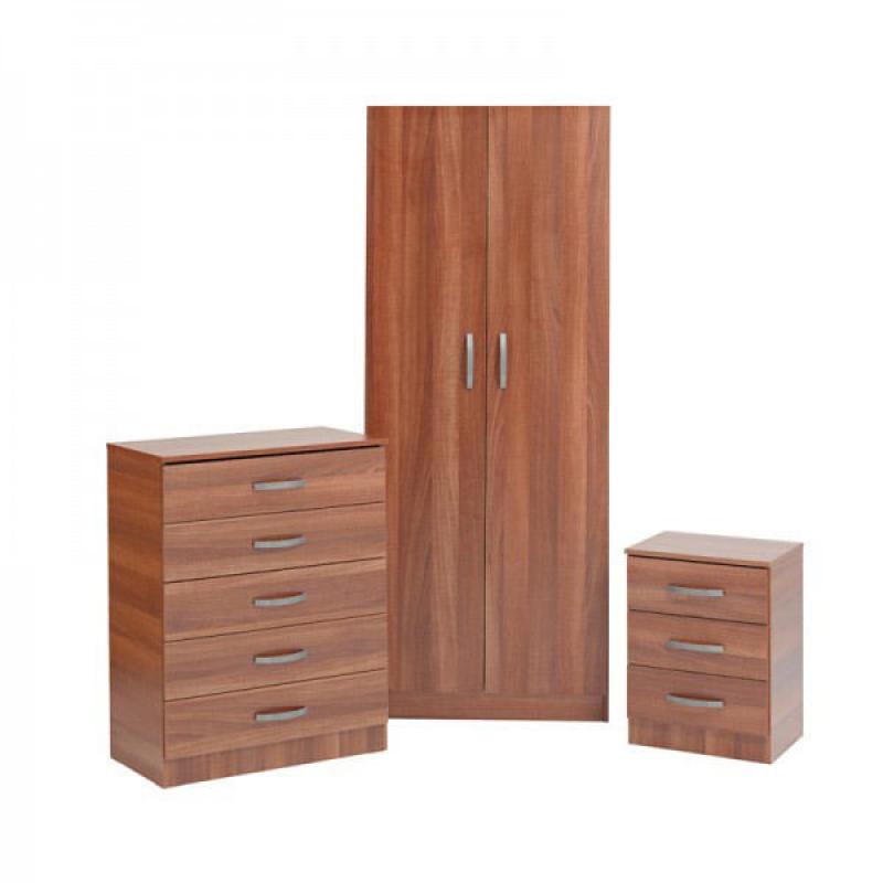 Ready built 2 door wardrob bedside and chest of drawer- Brand New