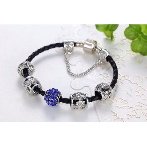 Charm bracelet silver & sapphire style jewels & charms- not Pandora 21cm