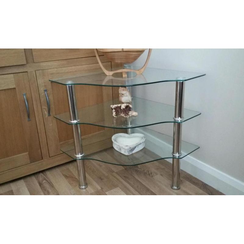 Two sets of glass corner tables