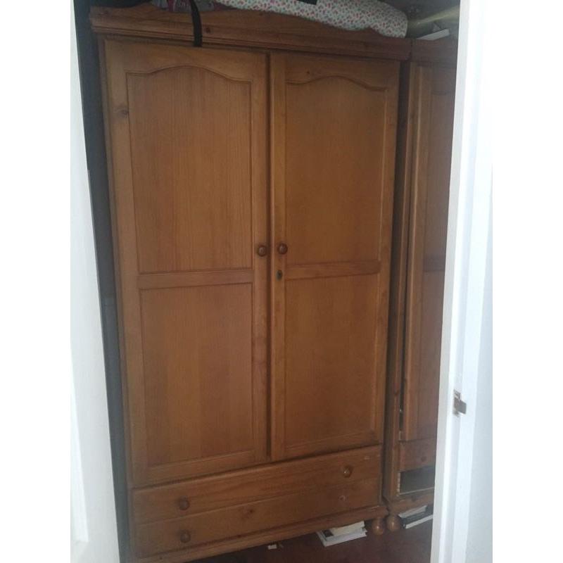 Spanish pine double wardrobes and chest of drawers