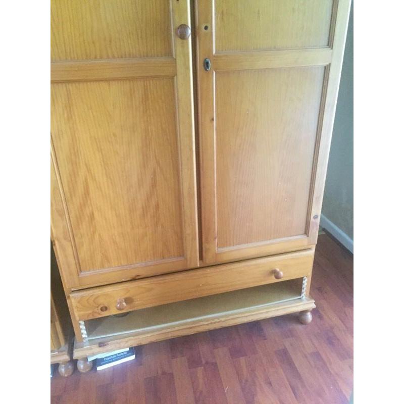 Spanish pine double wardrobes and chest of drawers