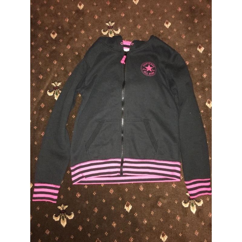 Girls black and pink converse hoody