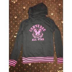 Girls black and pink converse hoody