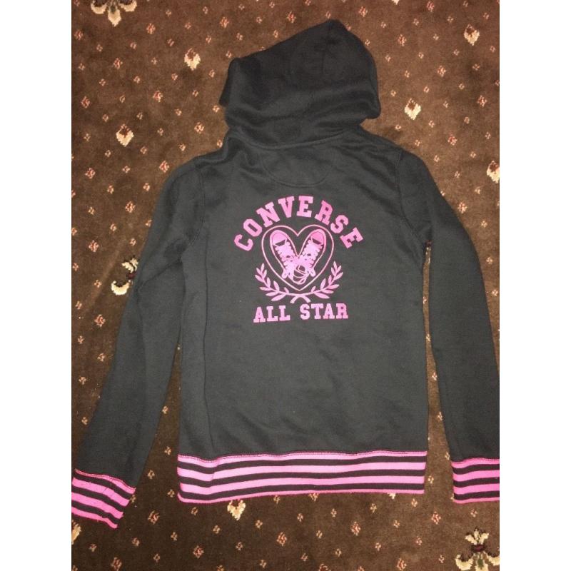Girls black and pink converse hoody