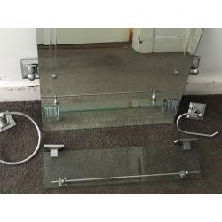 Glass and chrome bathroom set