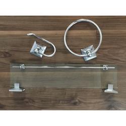 Glass and chrome bathroom set