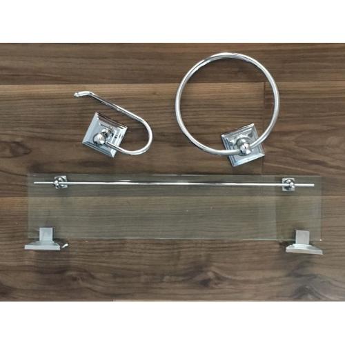 Glass and chrome bathroom set